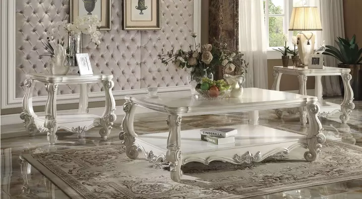 Versailles Bone White Rectangular Coffee Table