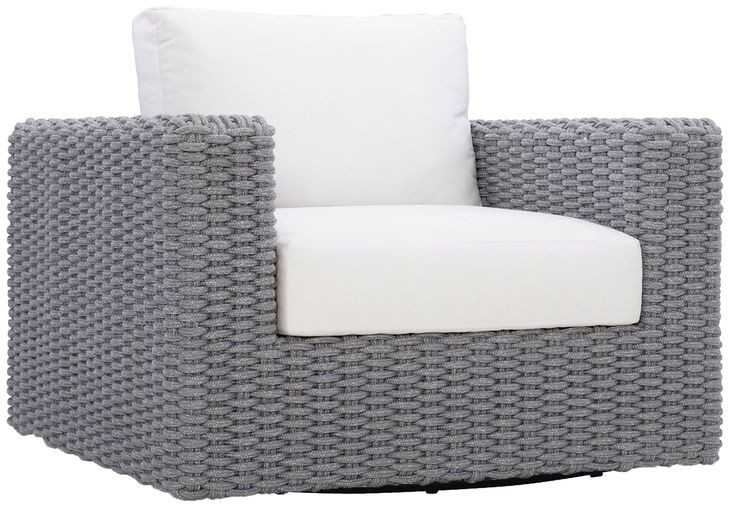 Capri White Performance Fabric Outdoor Swivel Chair - Thumbnail 4