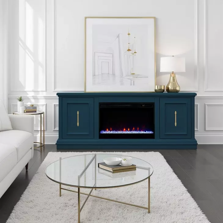 Jordan Denim Blue 65" TV Stand with Fireplace