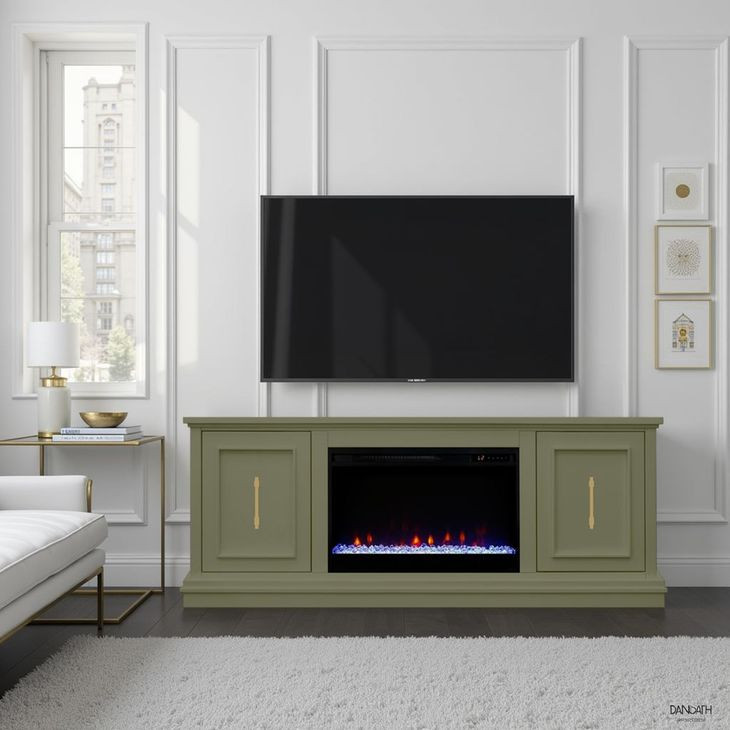 Jordan Sage 65" TV Stand with Fireplace