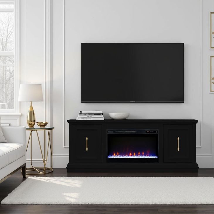 Jordan Black 65" TV Stand with Fireplace