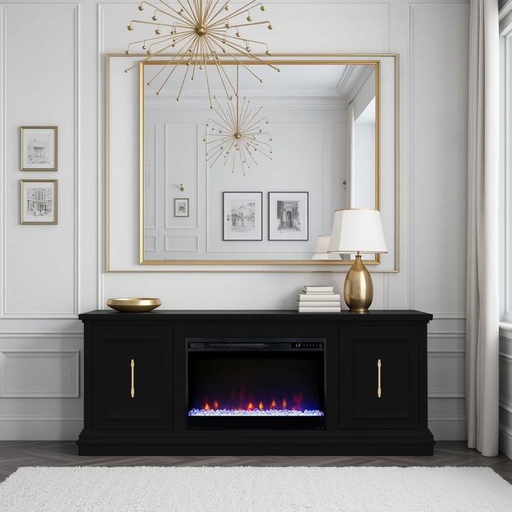 Jordan Black 65" TV Stand with Fireplace