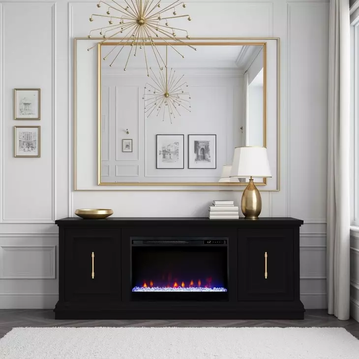 Jordan Black 65" TV Stand with Fireplace