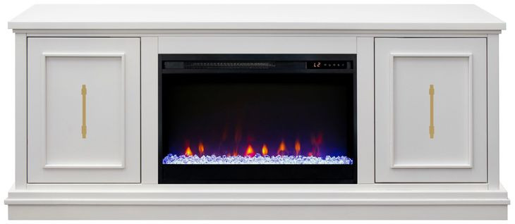 Jordan White 65" TV Stand with Fireplace