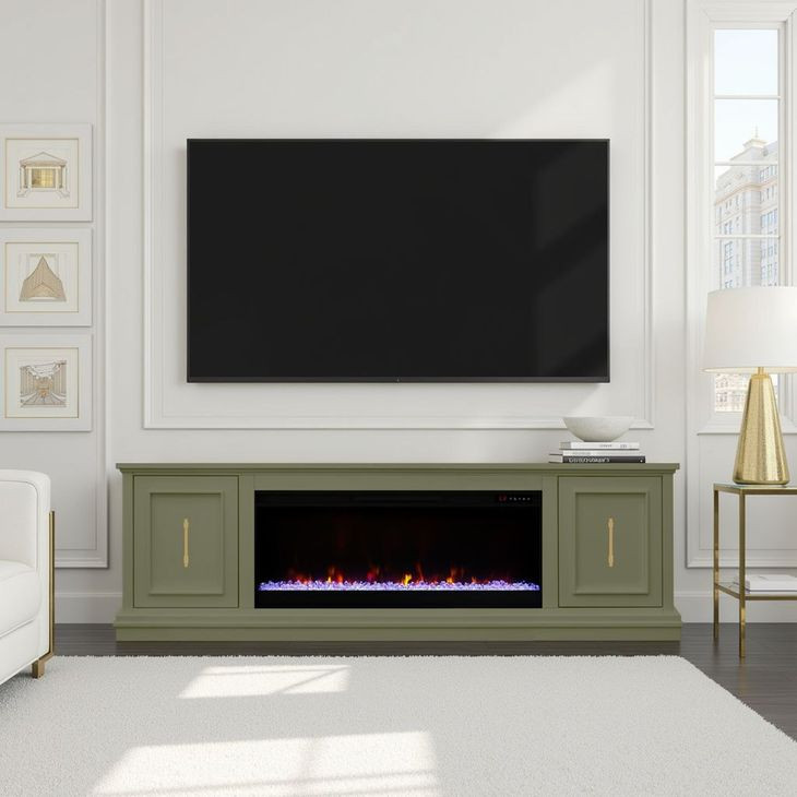 Jordan Sage 82" TV Stand with Fireplace