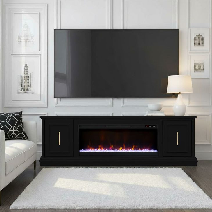 Jordan Black 82" TV Stand with Fireplace