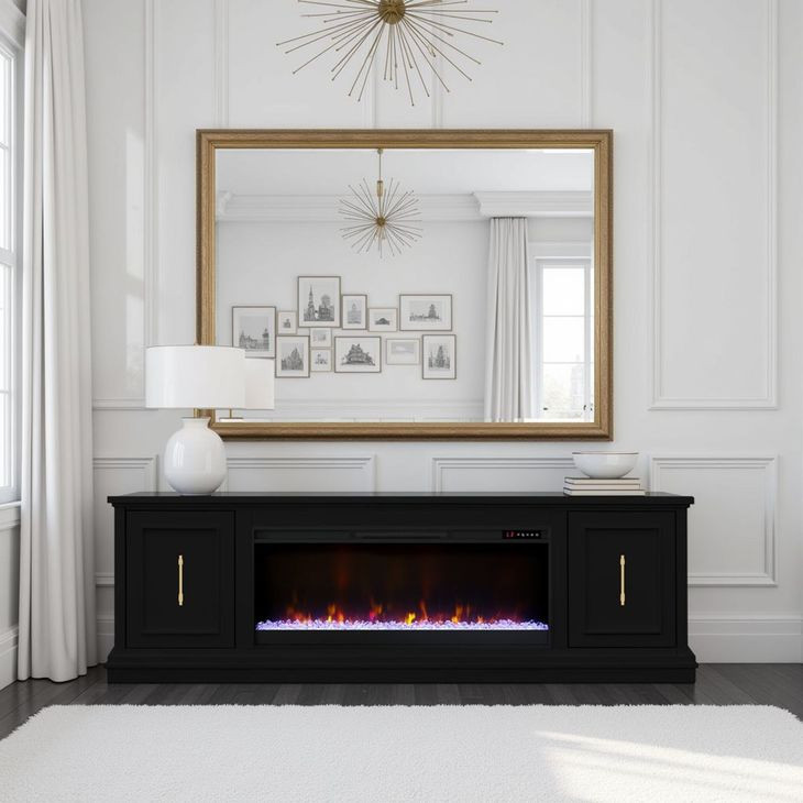 Jordan Black 82" TV Stand with Fireplace