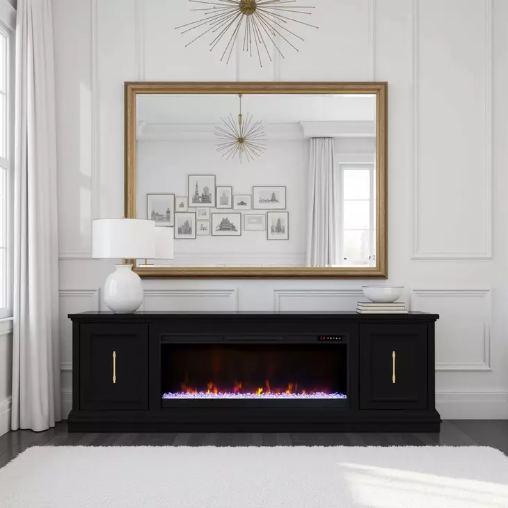 Jordan Black 82" TV Stand with Fireplace