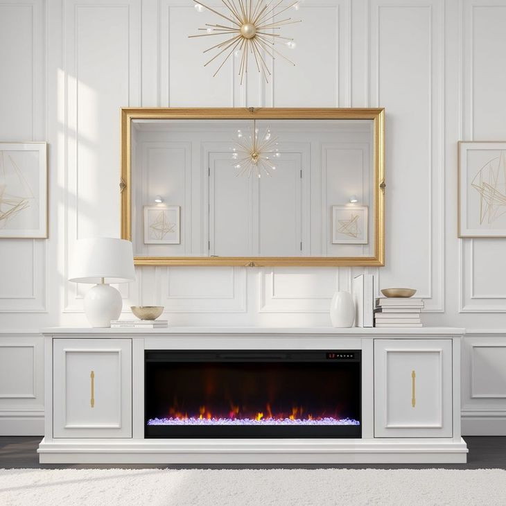 Jordan White 82" TV Stand with Fireplace