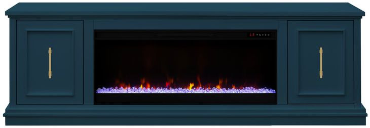 Jordan Denim Blue 82" TV Stand with Fireplace
