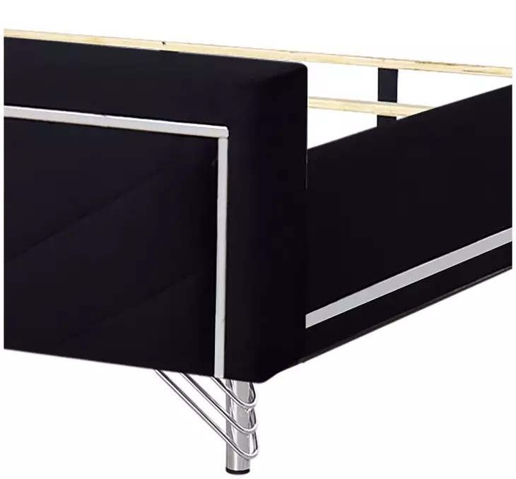 Ava Black Queen Upholstered Panel Bed