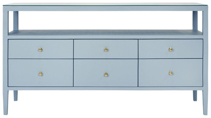 Jordan Light Blue 63" Glass Top TV Stand