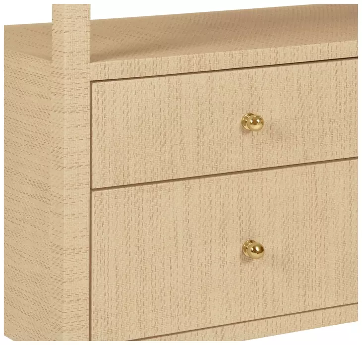 Jordan Natural Grasscloth 6 Drawer Tv Stand With Open Shelf