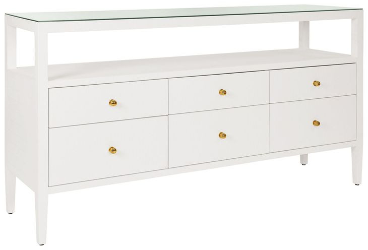 Jordan White 63" Glass Top TV Stand