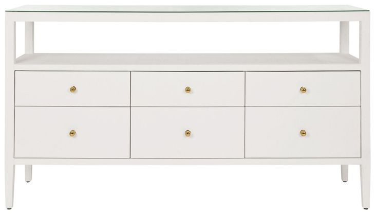 Jordan White 63" Glass Top TV Stand