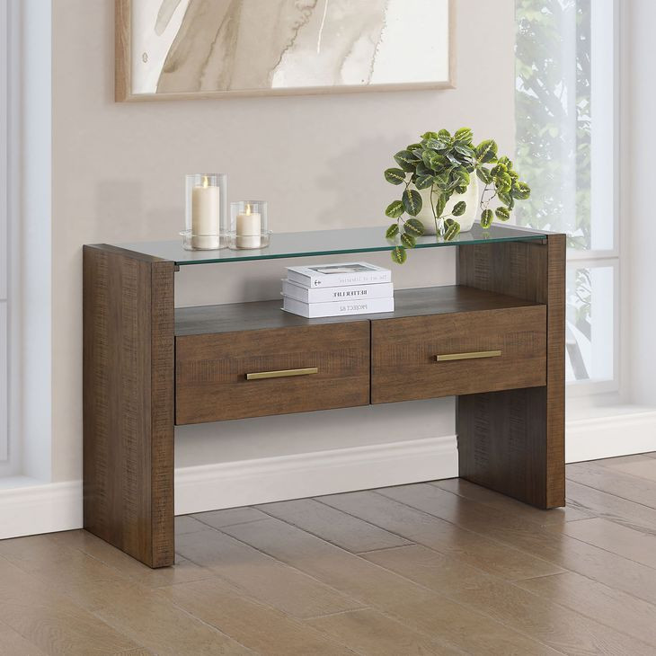 Garland Toffee Rectangular Glass Top Sofa Table