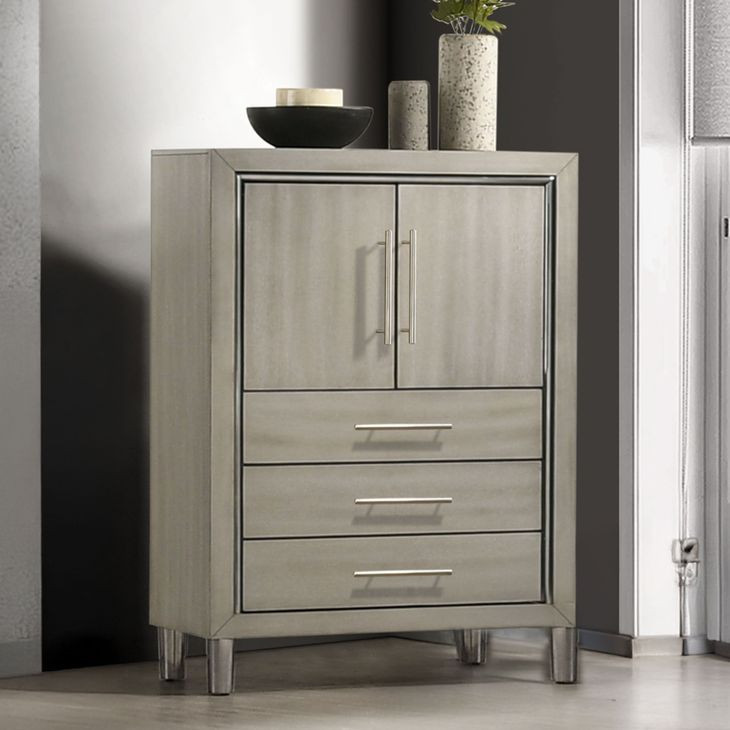 Lennox Gray 2 Drawer Door Chest with LED