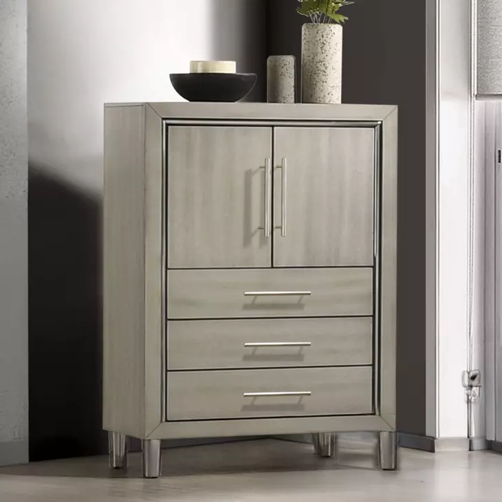 Lennox Gray 2 Drawer Door Chest with LED
