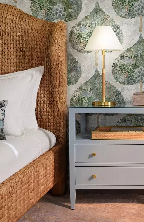 Cynthia Blue Rectangular 2 Drawer Glass Top Side Table