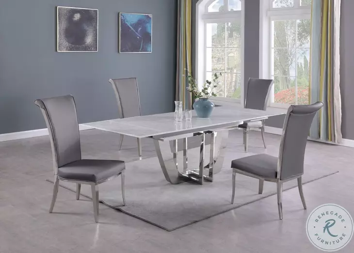 Joy Gray And Polish Stainless steel Tall Back Side Chair Set of 2