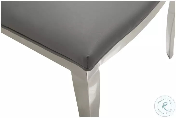 Joy Gray And Polish Stainless steel Tall Back Side Chair Set of 2