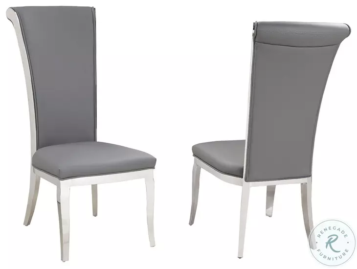 Joy Gray And Polish Stainless steel Tall Back Side Chair Set of 2