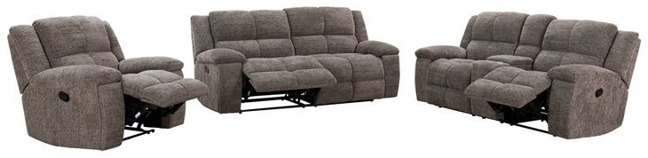 Buster Cabot Stone Manual Reclining Living Room Set with USB Charging