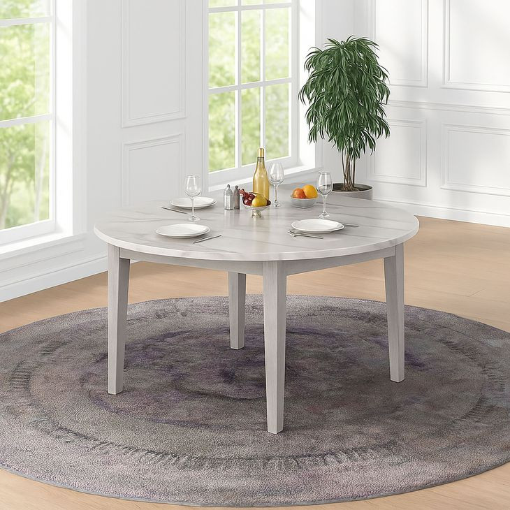 Essence White and Gray 54" Round Marble Top Dining Table