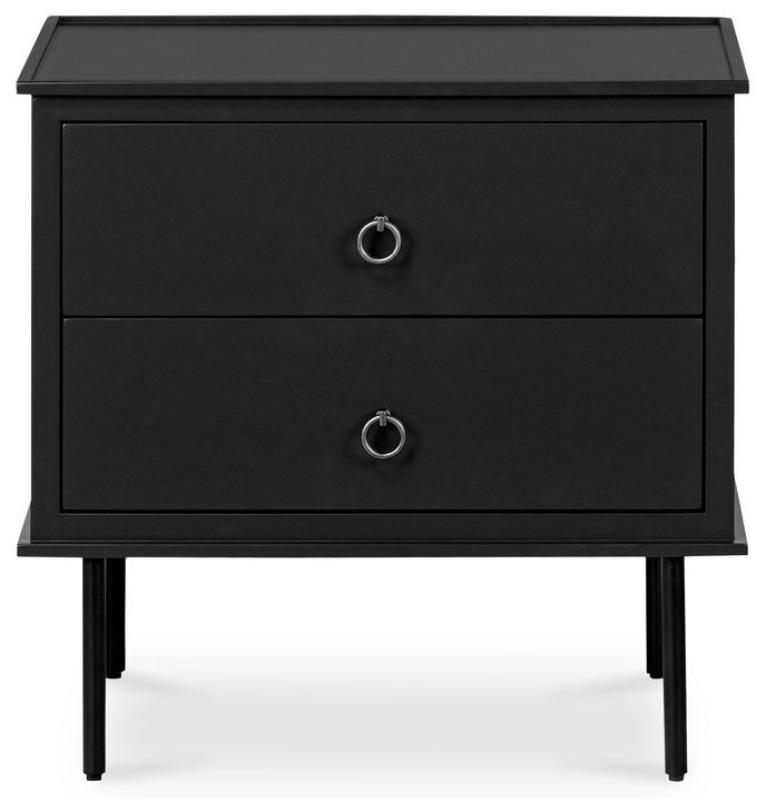 Reagan Black 2 Drawer Nightstand