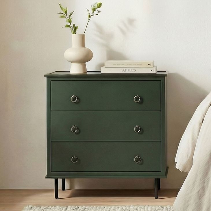 Reagan Deep Green 3 Drawer Nightstand