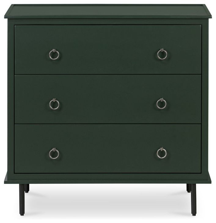 Reagan Deep Green 3 Drawer Nightstand