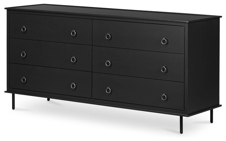 Reagan Black 6 Drawer Dresser