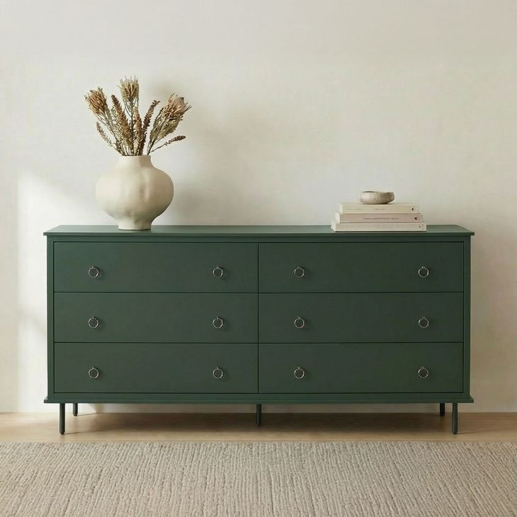 Reagan Deep Green 6 Drawer Dresser