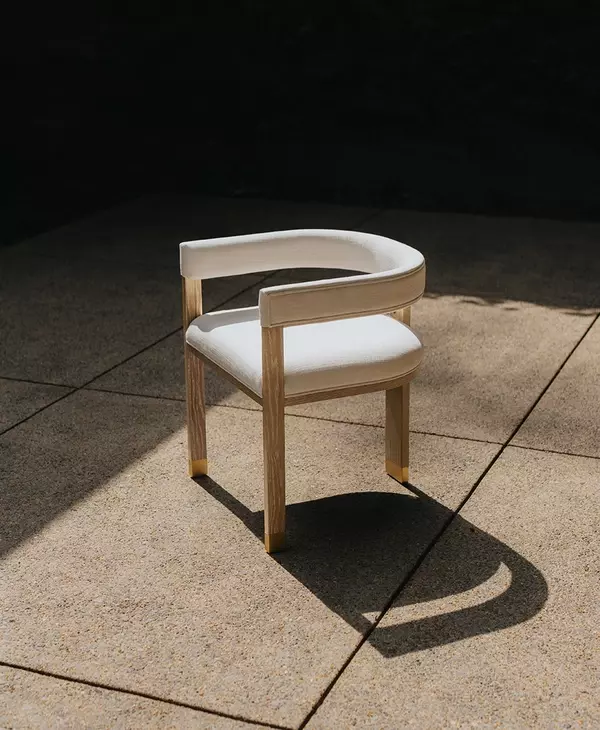 Jude Cerused Oak and White Performance Fabric Accent Chair