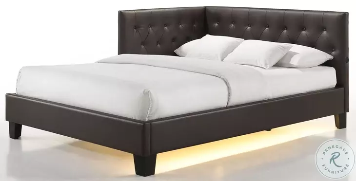 Mirage Brown Full Upholstered Panel Bed
