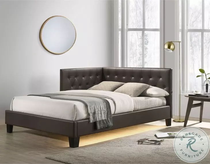 Mirage Brown Full Upholstered Panel Bed