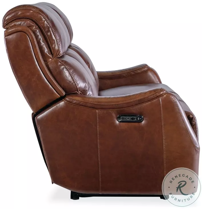 Harlan Brown Leather Zero Gravity 77" Power Reclining Sofa With Power Headrest