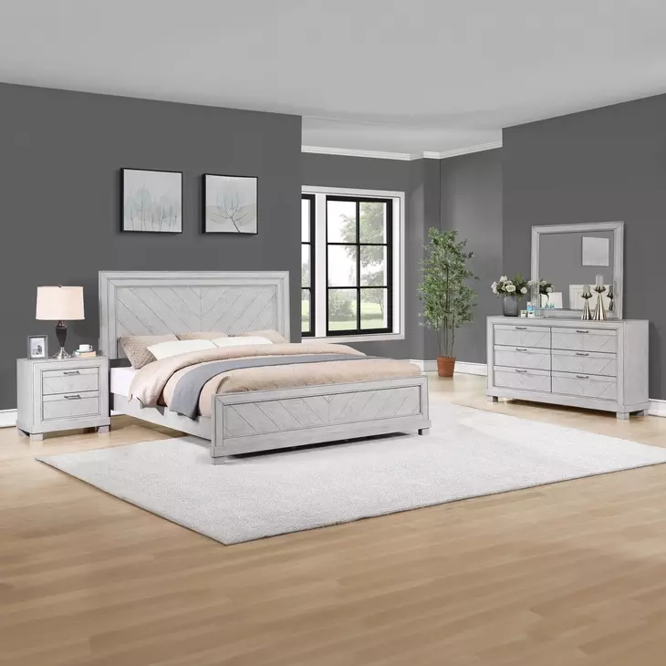 Montana Gray Queen Low Profile Panel Bed