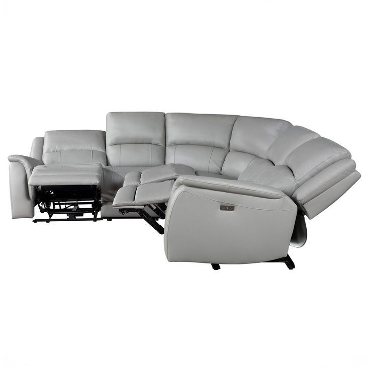 Alexandria Stone 5 Piece Modular Power Reclining Sectional with USB Charging