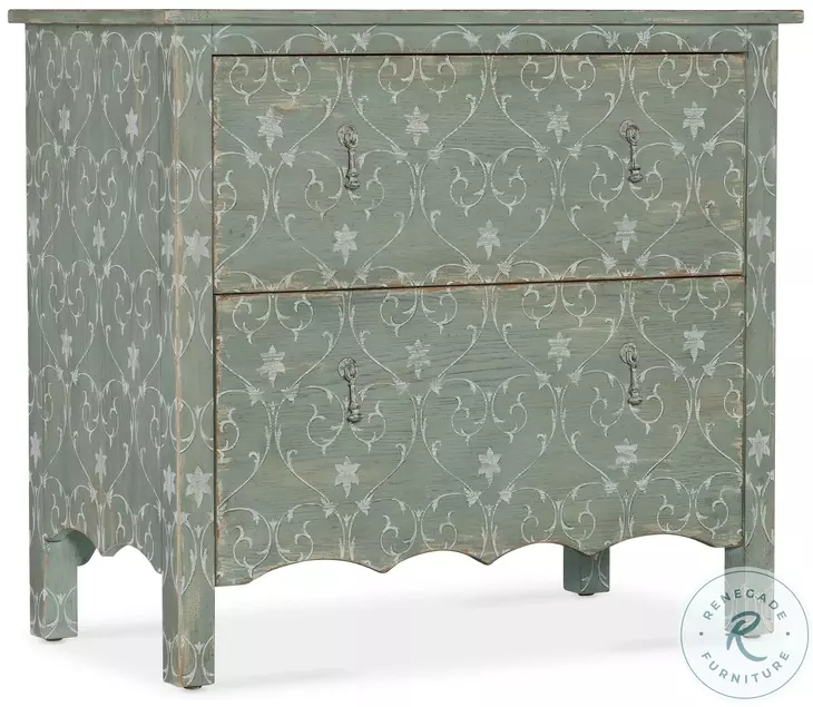 Newport Antiique Green 2 Drawer Accent Chest