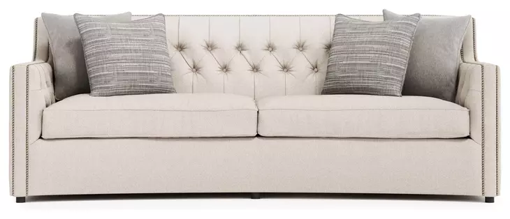 Candace Beige 96" Sofa with Nailhead Trim