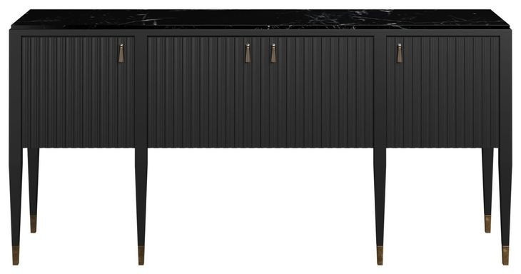Eave Black Marble Top 4 Door Sideboard