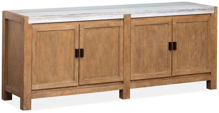 Plum Creek Sierra Brown and White 70" Marble Top TV Stand