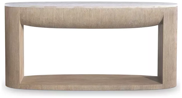 Loggia White and Aria Oval Travertine Top Console Table