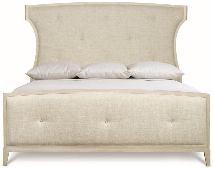 East Hampton Cerused Linen And Muted Gray King Upholstered Bed