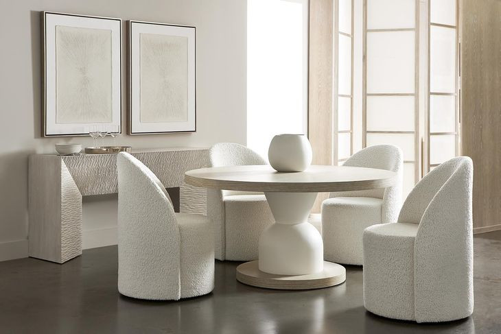 Solaria Dune And Faux Stone Fossil Round Dining Room Set