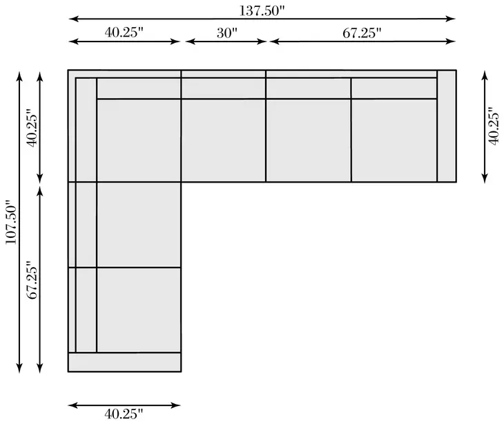Ventura Brown 4 Piece Sectional with Pillows