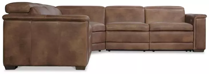 Lioni Brown Leather 3 Piece Modular Power Reclining Sectional with USB Charging