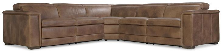 Lioni Brown Leather 3 Piece Modular Power Reclining Sectional with USB Charging