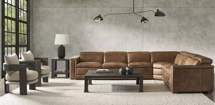 Lioni Brown Leather 4 Piece Modular Power Reclining Sectional with USB Charging